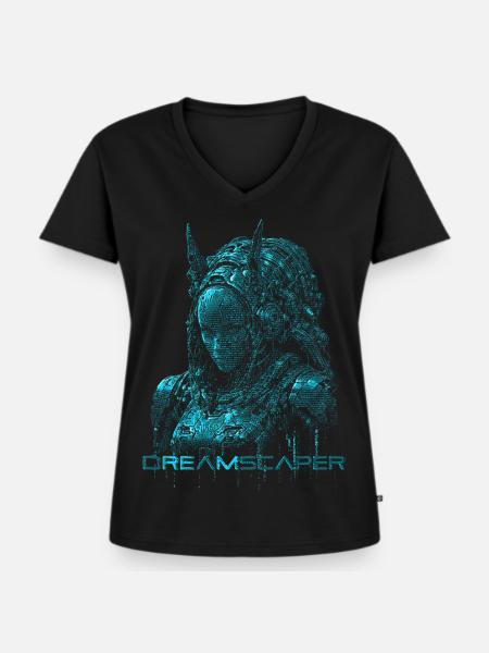 Dreamscaper Cyberpunk SciFi - Frauen Premium Bio T-Shirt mit V-Ausschnitt - Schwarz