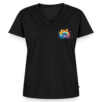 Dein Regenbogen - Frauen Premium Bio T-Shirt mit V-Ausschnitt - Schwarz - Vorne - AI Model Female 172 light (172cm)