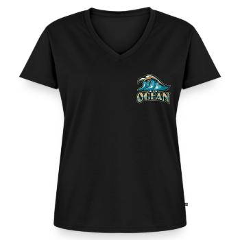 Safe the Ocean - Frauen Premium Bio T-Shirt mit V-Ausschnitt - Schwarz - Vorne - AI Model Female 172 light (172cm)