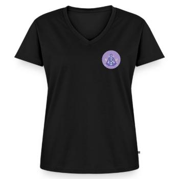 Human Design "Chart" him - Frauen Premium Bio T-Shirt mit V-Ausschnitt - Schwarz - Vorne - AI Model Female 172 light (172cm)
