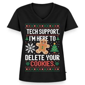 Tech Support Cookie Spruch - Frauen Premium Bio T-Shirt mit V-Ausschnitt - Schwarz - Vorne - AI Model Female 172 light (172cm)
