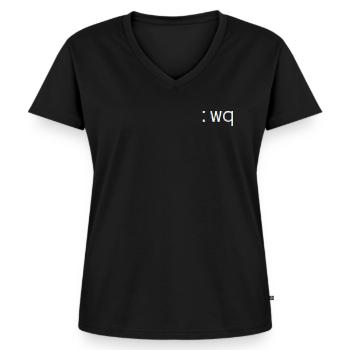 :wq - Speichern und VI beenden - Frauen Premium Bio T-Shirt mit V-Ausschnitt - Schwarz - Vorne - AI Model Female 172 light (172cm)