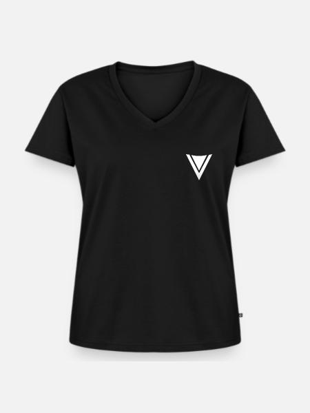 FronzeDE Basic Weiß - Frauen Premium Bio T-Shirt mit V-Ausschnitt - Schwarz