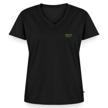 Music is life - Women's Premium Organic V-neck T-shirt - black - Front - AI Model Female 172 light (172cm)