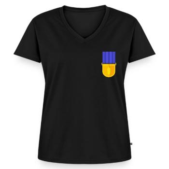 Bhut Jolokia Medal - Women's Premium Organic V-neck T-shirt - black - Front - AI Model Female 172 light (172cm)