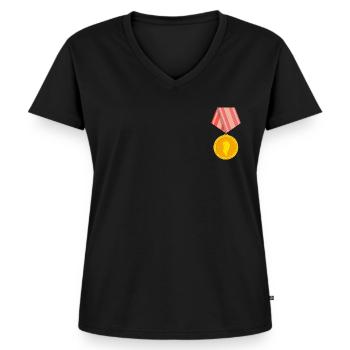Fatalii Medal - Women's Premium Organic V-neck T-shirt - black - Front - AI Model Female 172 light (172cm)