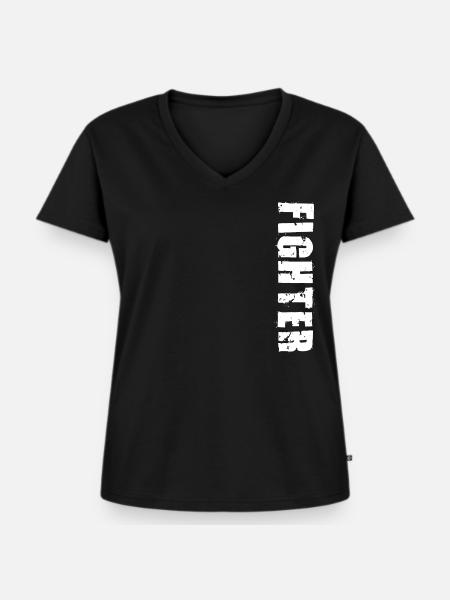Kämpfer - Frauen Premium Bio T-Shirt mit V-Ausschnitt - Schwarz