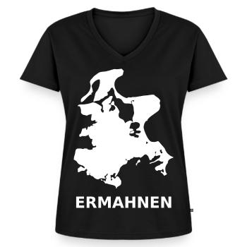 Rügen Sozusagen Weiß - Frauen Premium Bio T-Shirt mit V-Ausschnitt - Schwarz - Vorne - AI Model Female 172 light (172cm)