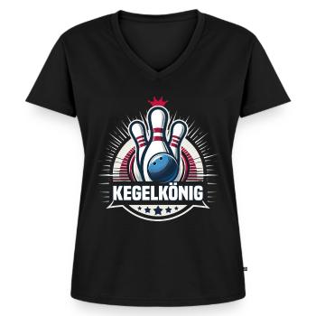 Kegelkönig Kegel Kegelverein Design zum Kegeln - Frauen Premium Bio T-Shirt mit V-Ausschnitt - Schwarz - Vorne - AI Model Female 172 light (172cm)