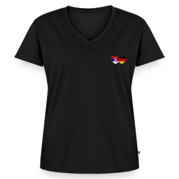 Serbie Allemagne Drapeau Cœur - T-shirt encolure en V Premium bio Femme - noir - Devant - AI Model Female 172 light (172cm)