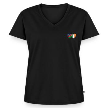 Namibia Irland Flagge Herz - Frauen Premium Bio T-Shirt mit V-Ausschnitt - Schwarz - Vorne - AI Model Female 172 light (172cm)