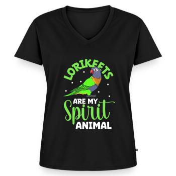 Lieblingstier - Lori - Frauen Premium Bio T-Shirt mit V-Ausschnitt - Schwarz - Vorne - AI Model Female 172 light (172cm)