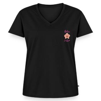 Feminismus geht alle an! Süße Scheide Dolce Vulvar - Frauen Premium Bio T-Shirt mit V-Ausschnitt - Schwarz - Vorne - AI Model Female 172 light (172cm)