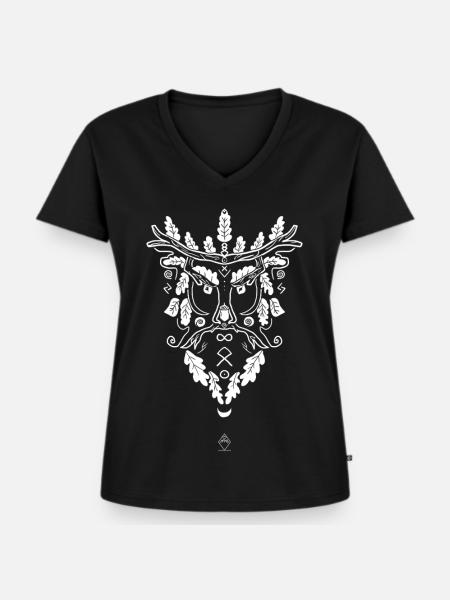 Tree Man - Frauen Premium Bio T-Shirt mit V-Ausschnitt - Schwarz
