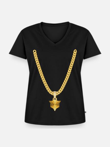 Rapperkette_Unus - Frauen Premium Bio T-Shirt mit V-Ausschnitt - Schwarz
