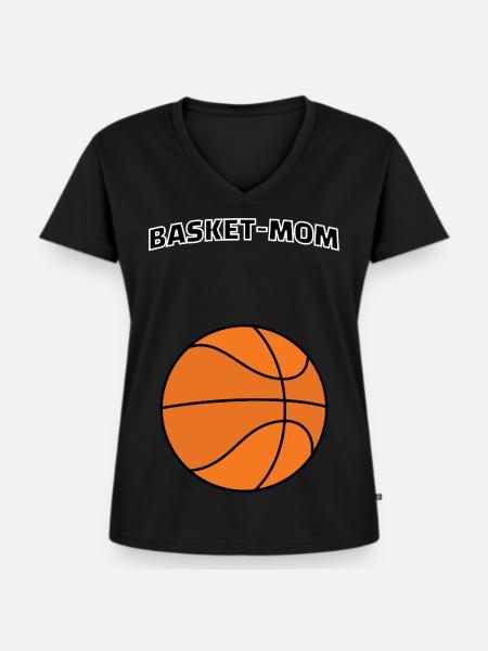 Korb-Mama - Frauen Premium Bio T-Shirt mit V-Ausschnitt - Schwarz