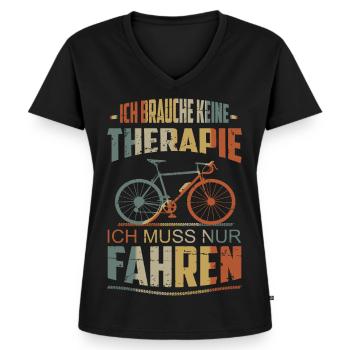 Ich brauche keine Therapie - Frauen Premium Bio T-Shirt mit V-Ausschnitt - Schwarz - Vorne - AI Model Female 172 light (172cm)