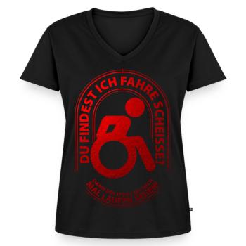 Du findest ich fahre scheisse? - Frauen Premium Bio T-Shirt mit V-Ausschnitt - Schwarz - Vorne - AI Model Female 172 light (172cm)