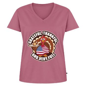 Funny Thanksgiving Turkey - Women's Premium Organic V-neck T-shirt - mauve - Front - AI Model Female 172 dark (172cm)