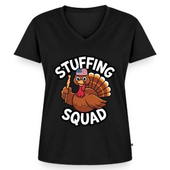 Funny Thanksgiving Turkey - Women's Premium Organic V-neck T-shirt - black - Front - AI Model Female 172 light (172cm)