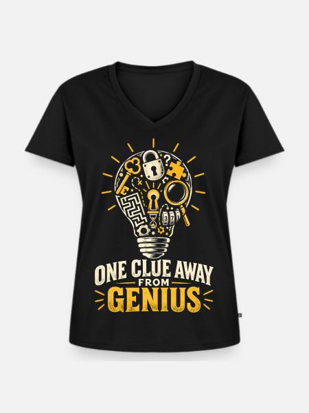 Escape Room One Clue Away - Frauen Premium Bio T-Shirt mit V-Ausschnitt - Schwarz