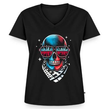 Kraniet med solbriller House Music Rave DJ - Premium økologisk T-shirt til kvinder - sort - Foran - AI Model Female 172 light (172cm)