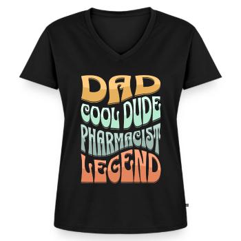 Papa Pharmazeut - Frauen Premium Bio T-Shirt mit V-Ausschnitt - Schwarz - Vorne - AI Model Female 172 light (172cm)