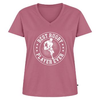 Best Rugby Player Ever - Rugby Game Rugby Player - Women's Premium Organic V-neck T-shirt - mauve - Front - AI Model Female 172 dark (172cm)