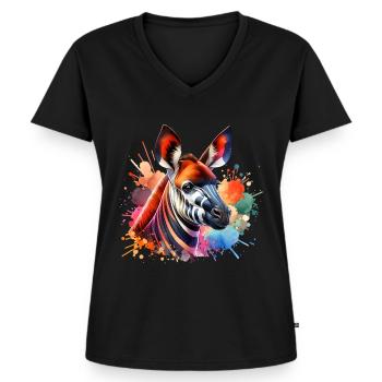 Okapi - Women's Premium Organic V-neck T-shirt - black - Front - AI Model Female 172 light (172cm)