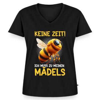 Keine Zeit Ich Muss Zu Meinen Mädels Bienen - Frauen Premium Bio T-Shirt mit V-Ausschnitt - Schwarz - Vorne - AI Model Female 172 light (172cm)