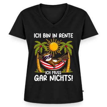 Ich bin in Rente ich muss gar nichts Lustiges - Frauen Premium Bio T-Shirt mit V-Ausschnitt - Schwarz - Vorne - AI Model Female 172 light (172cm)