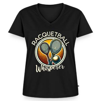 Chuchoteur de racquetball - T-shirt encolure en V Premium bio Femme - noir - Devant - AI Model Female 172 light (172cm)