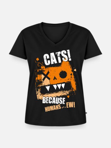 cat_cats_pussycat_pet - Frauen Premium Bio T-Shirt mit V-Ausschnitt - Schwarz