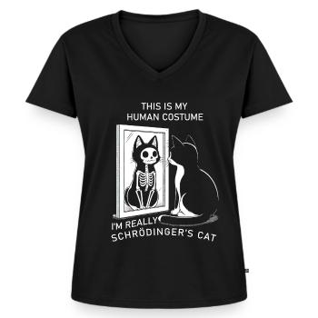 Human Costume I'm Really Schrödinger's Cat - Frauen Premium Bio T-Shirt mit V-Ausschnitt - Schwarz - Vorne - AI Model Female 172 light (172cm)