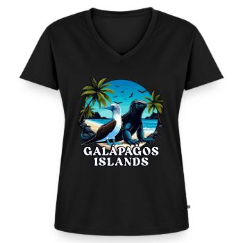 Galápagos Islands - Frauen Premium Bio T-Shirt mit V-Ausschnitt - Schwarz - Vorne - AI Model Female 172 light (172cm)