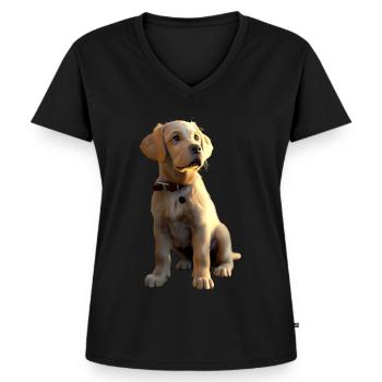 Labrador Retriever Hund Liebe Junge Süße Labradore - Frauen Premium Bio T-Shirt mit V-Ausschnitt - Schwarz - Vorne - AI Model Female 172 light (172cm)