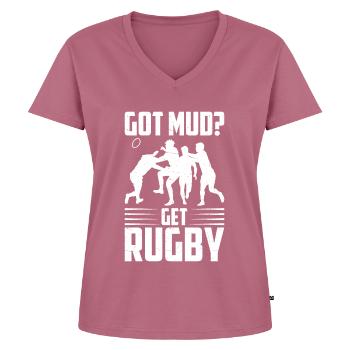 Rugby Geschenk Rugbyspieler Rugby Coach - Frauen Premium Bio T-Shirt mit V-Ausschnitt - Mauve - Vorne - AI Model Female 172 dark (172cm)