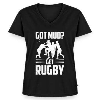 Rugby Geschenk Rugbyspieler Rugby Coach - Frauen Premium Bio T-Shirt mit V-Ausschnitt - Schwarz - Vorne - AI Model Female 172 light (172cm)