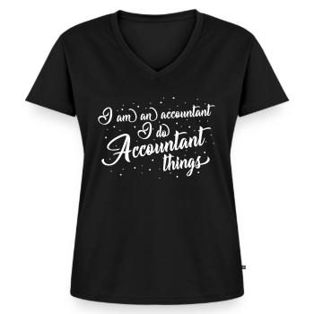 Buchhaltung Buchhalter - Frauen Premium Bio T-Shirt mit V-Ausschnitt - Schwarz - Vorne - AI Model Female 172 light (172cm)