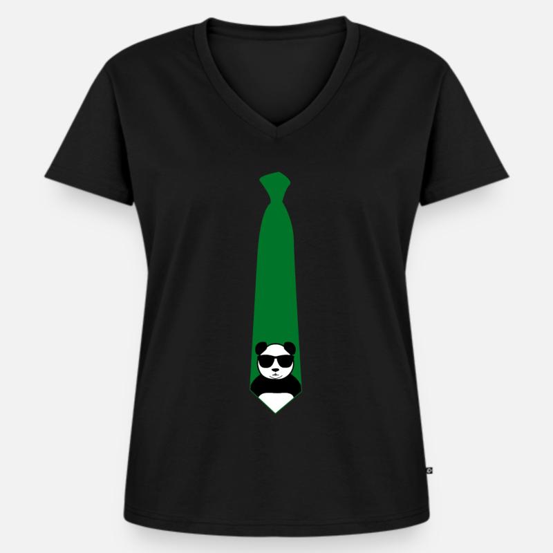 Cravate panda géant Panda Bear - T-shirt encolure en V Premium bio Femme - noir