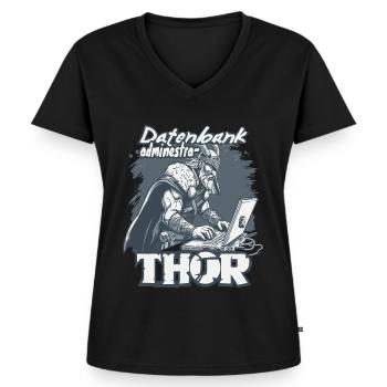 Datenbankadministrathor Codierung Datenanalyst - Frauen Premium Bio T-Shirt mit V-Ausschnitt - Schwarz - Vorne - AI Model Female 172 light (172cm)