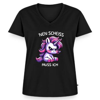 Nen Scheiss Muss ich - Frauen Premium Bio T-Shirt mit V-Ausschnitt - Schwarz - Vorne - AI Model Female 172 light (172cm)