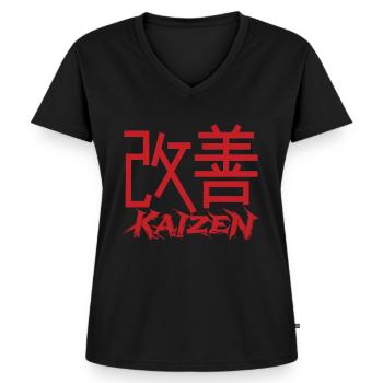 Hiragana Katakana Kaizen-methode Kaizen - Frauen Premium Bio T-Shirt mit V-Ausschnitt - Schwarz - Vorne - AI Model Female 172 light (172cm)