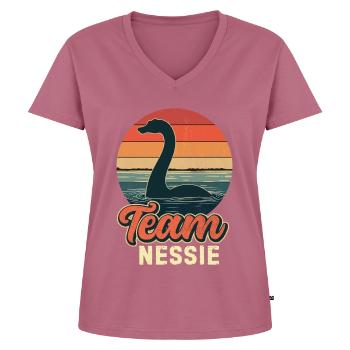 Team Nessie - Frauen Premium Bio T-Shirt mit V-Ausschnitt - Mauve - Vorne - AI Model Female 172 dark (172cm)