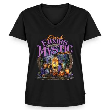 Apothecary Dark Elixirs Mystic Nights - Women's Premium Organic V-neck T-shirt - black - Front - AI Model Female 172 light (172cm)