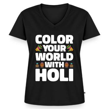 Holi India Holi Festival Happy Holi Fest - Women's Premium Organic V-neck T-shirt - black - Front - AI Model Female 172 light (172cm)