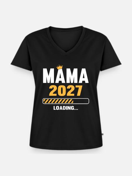 Mama 2027 Loading - Frauen Premium Bio T-Shirt mit V-Ausschnitt - Schwarz