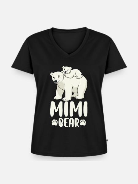 Mimi Bear - Frauen Premium Bio T-Shirt mit V-Ausschnitt - Schwarz