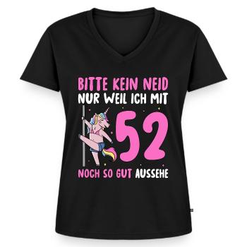 Please No Envy 52 Birthday - Women's Premium Organic V-neck T-shirt - black - Front - AI Model Female 172 light (172cm)
