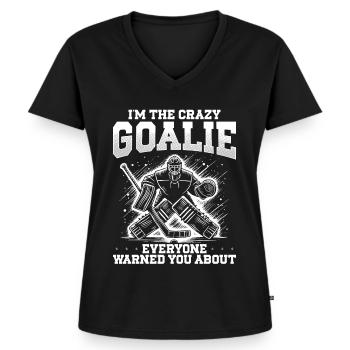 Eishockey Torwart Eishockey Torhüter - Frauen Premium Bio T-Shirt mit V-Ausschnitt - Schwarz - Vorne - AI Model Female 172 light (172cm)